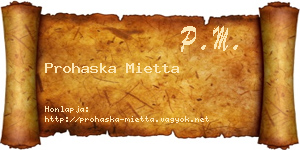 Prohaska Mietta névjegykártya
